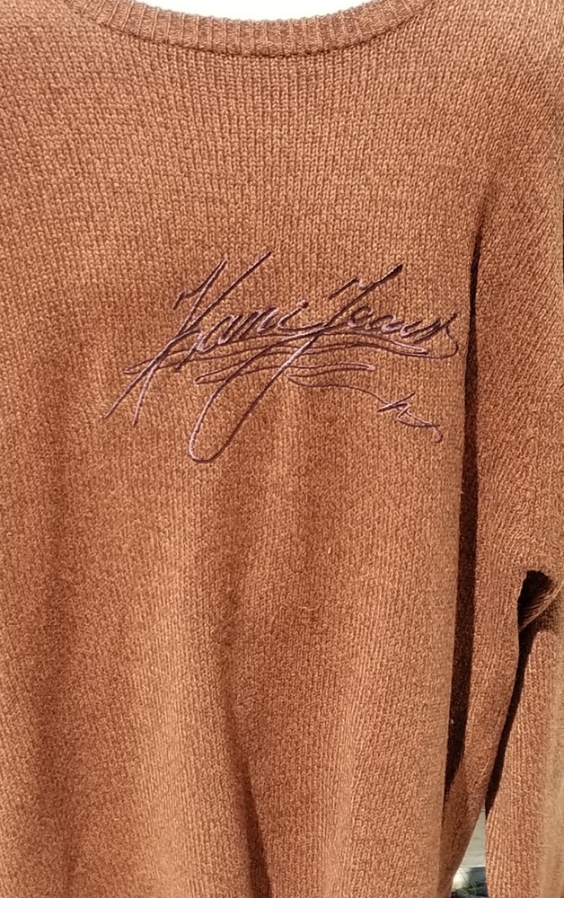 90's Kani Jeans Knit Brown Crewneck Sweater Sz XL - Picture 4 of 6